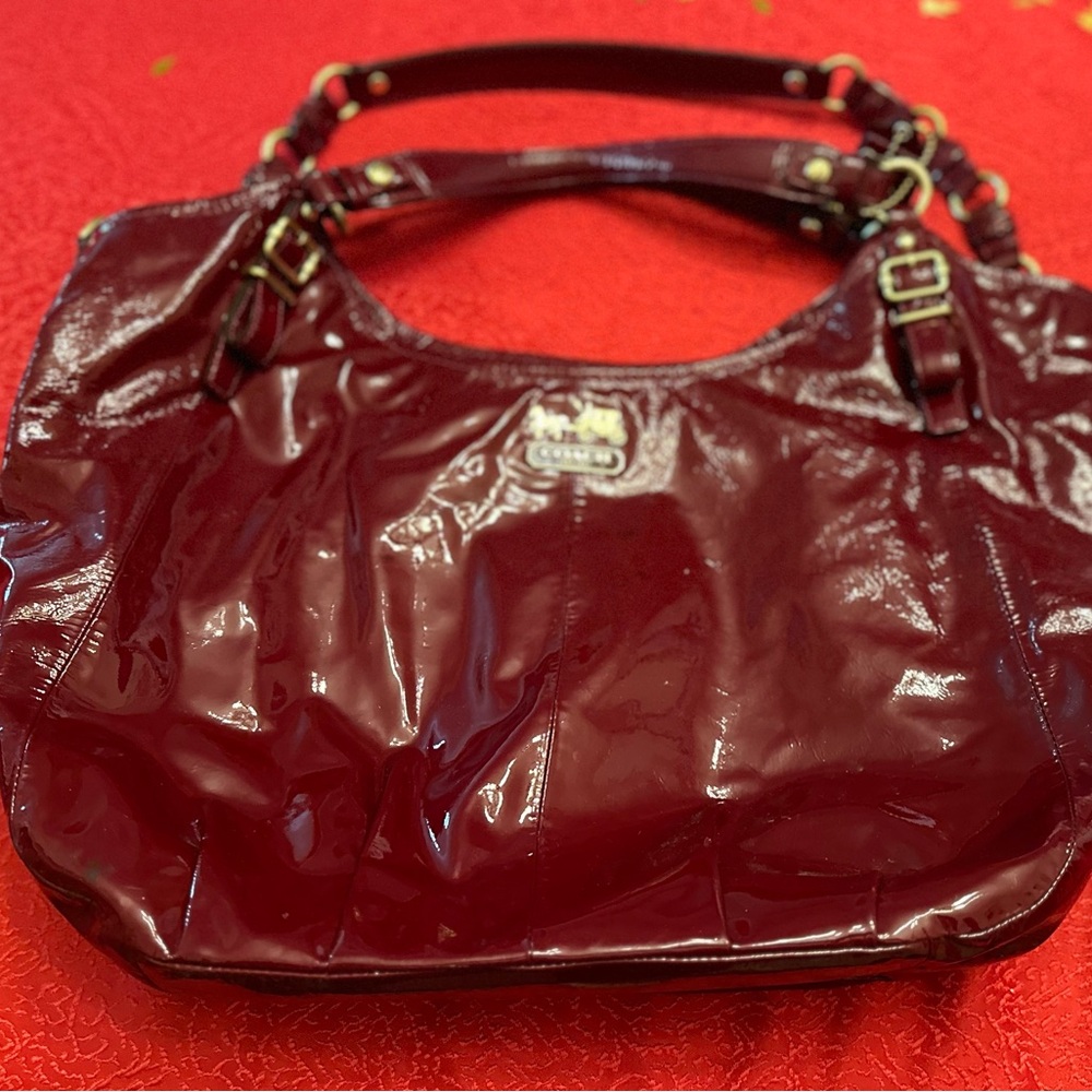 Burgundy Coach Patent leather bag